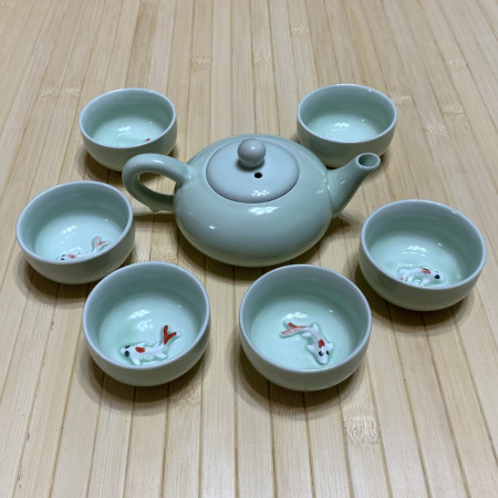 Сервиз для чайной церемонии керамический 6 Голов Карпа